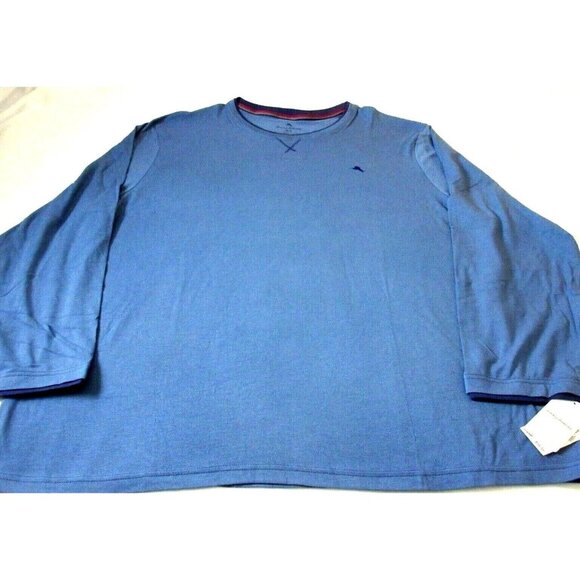 Tommy Bahama Men's LS Cotton Modal Big & Tall Crew Neck Tee Shirt Denim Blue NWT - Picture 2 of 4